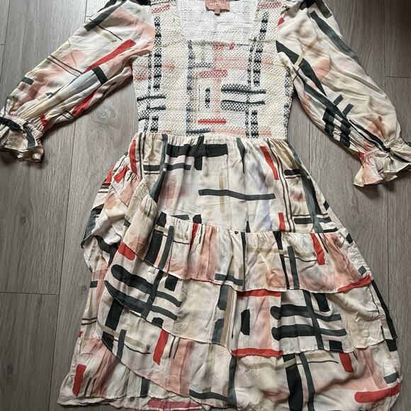 Jessakae Smocked puff Sleeve Quality Midi Dress Large Prairie core Cottage core - Picture 3 of 14